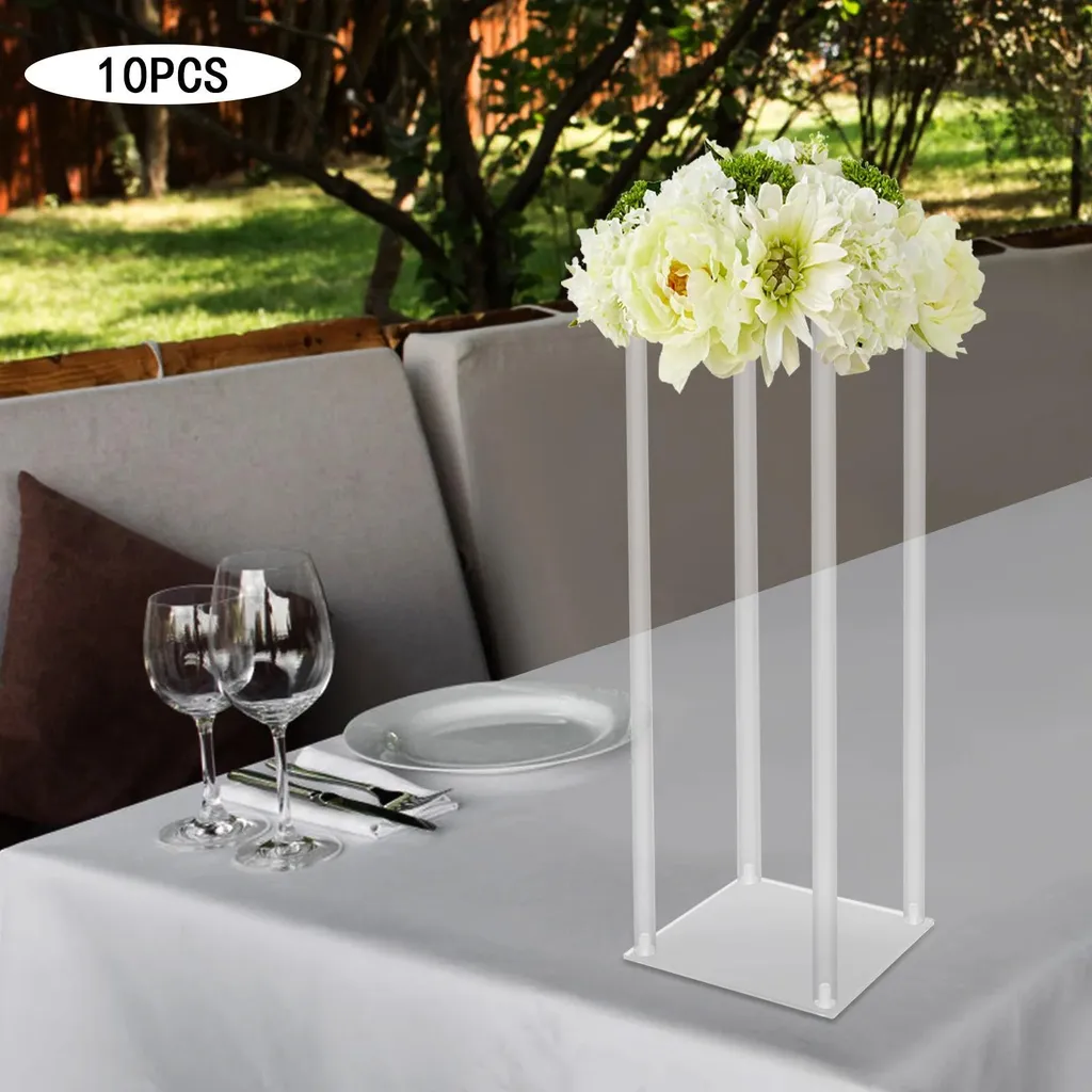 Porte-fleurs géométrique acrylique transparent 60 cm - Support centre de table
