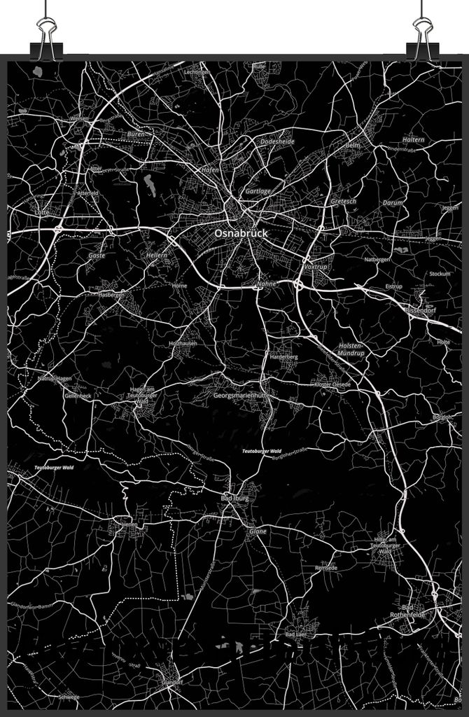 Mr. & Mrs. Panda Bild Georgsmarienhütte DIN A4 - Geschenk, wanddeko, Stadt, Wandbild, Dorf Karte Landkarte Map Stadtplan, drucke, Deko, Plakat