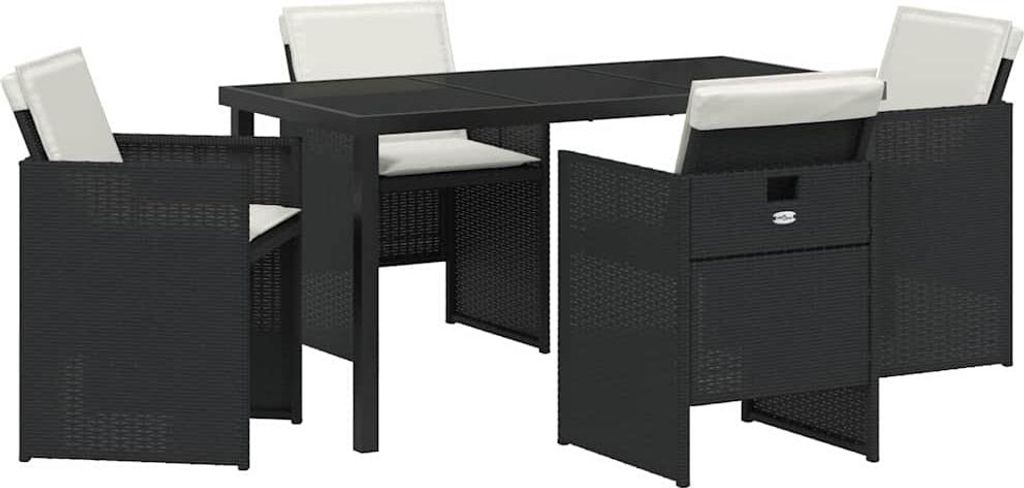 Garten Essgruppe 5 pcs Schwarz Poly-Rattan