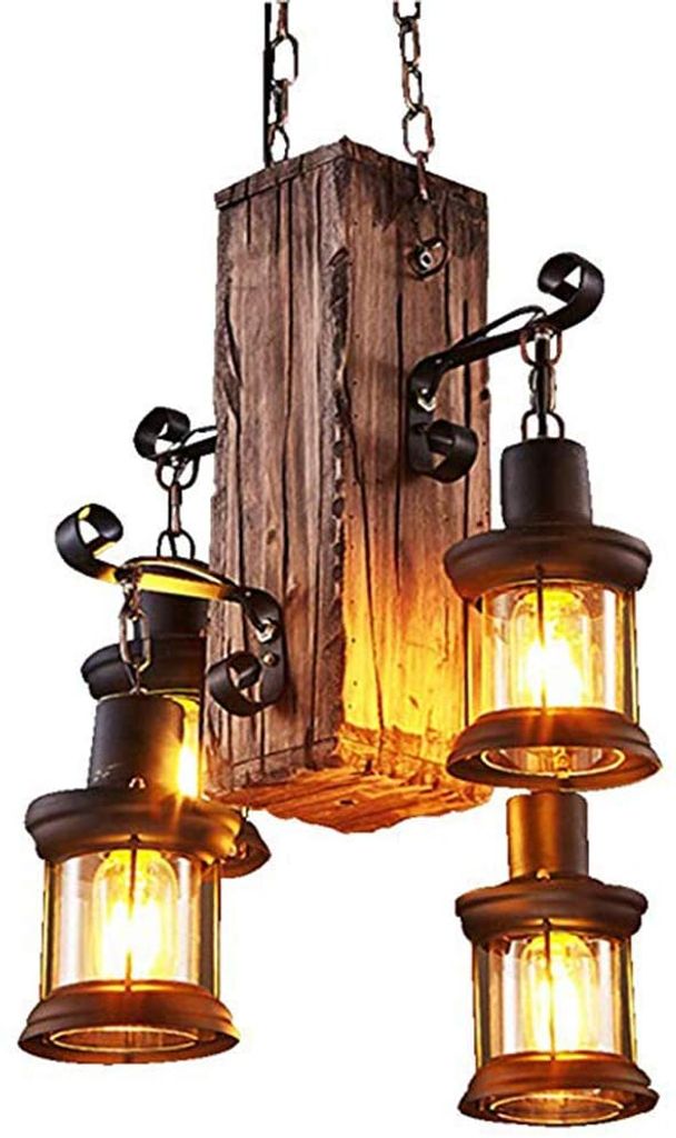 Retro Pendelleuchte Vintage Industrielle Loft Bar Hängelampe Deckenlampe 4 Licht 