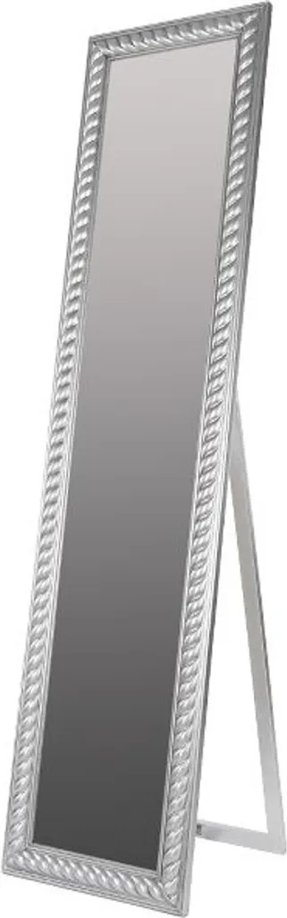 Grand miroir psyché argenté baroque avec cadre cordelette antique 180cm