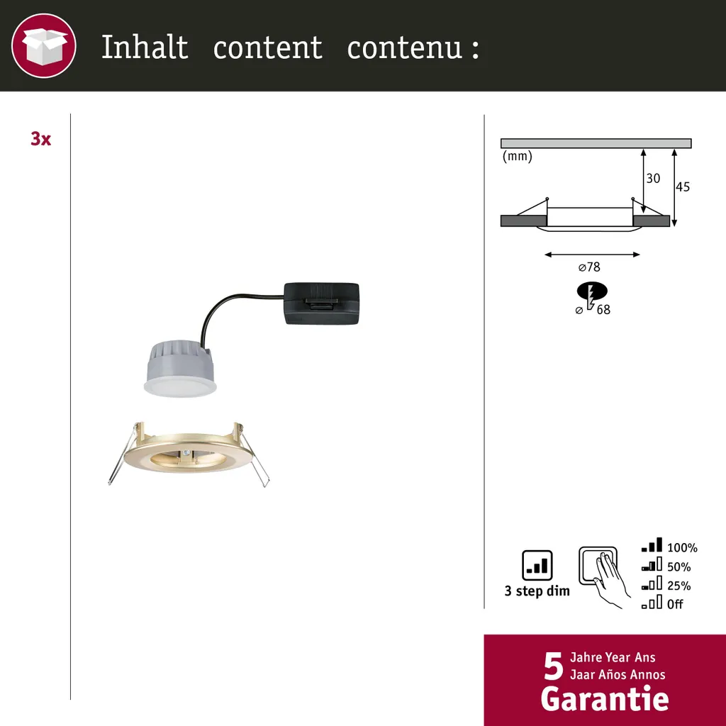 Paulmann Luce da incasso LED Nova basic set rigido - 4