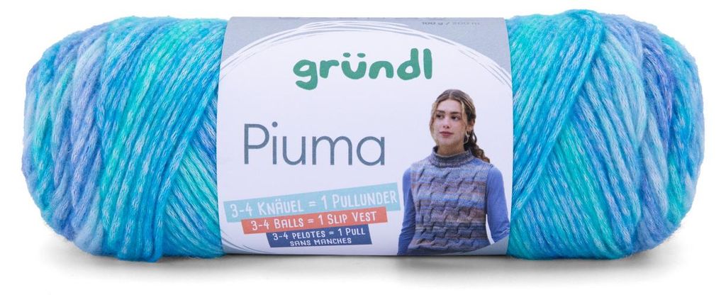 Gründl Wolle Piuma 100 g blau-aqua Produktbild 