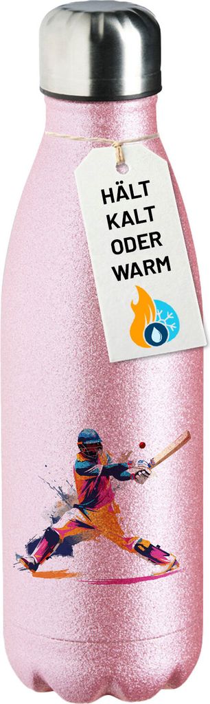 Huuraa Trinkflasche Baseball Spieler bunte Silhouette 500ml Pink Edelstahl Wasserflasche Trinkflasche Geschenkidee