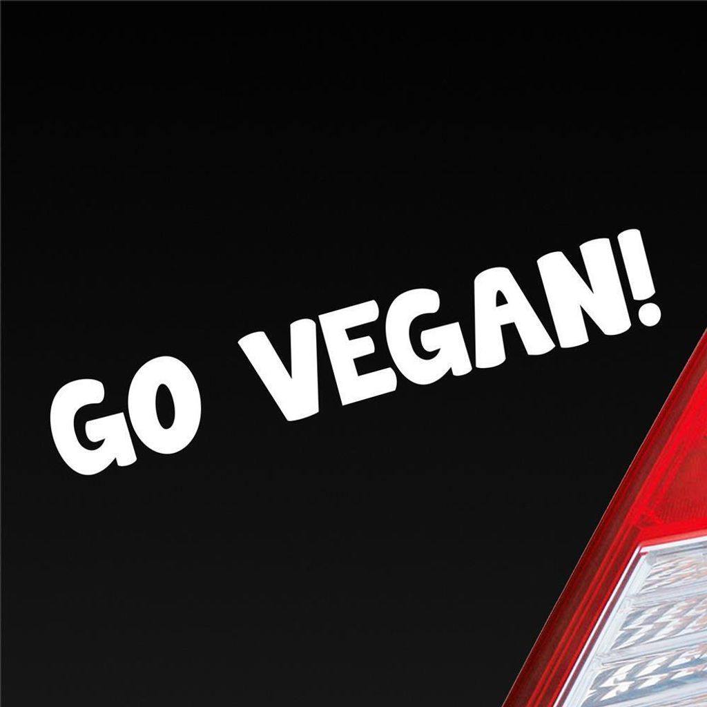 Auto Aufkleber Go Vegan Werde Veganer Tierliebe Love Car 19x3 cm Weiss Matt Sticker Heckscheibenaufkleber