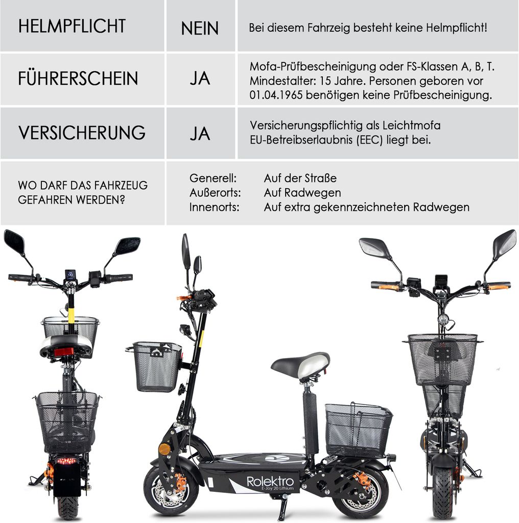 Rolektro, E-Joy 20 Lithium, Schwarz, 36V-20AH Akku, 500 Produktbild 6