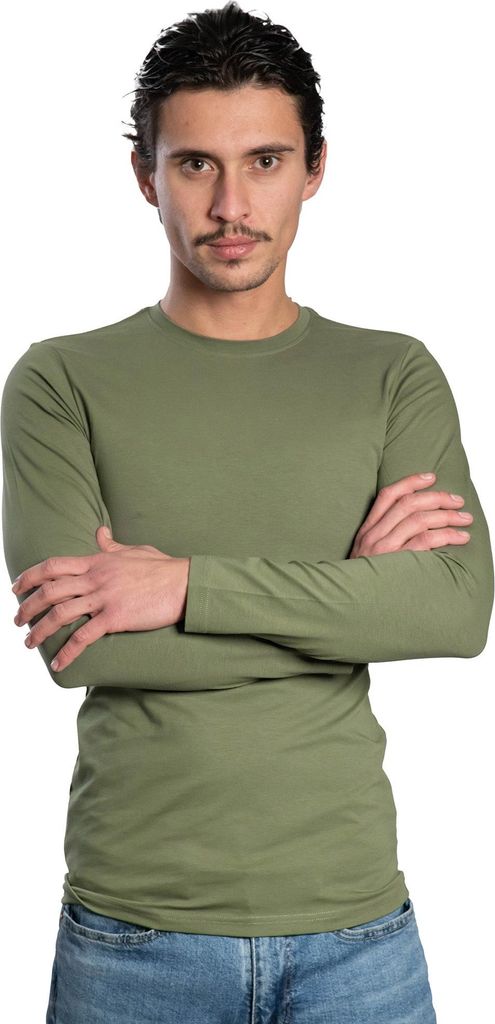 Herren-Langarmshirt mit Rundhalsausschnitt. OLIVA: L