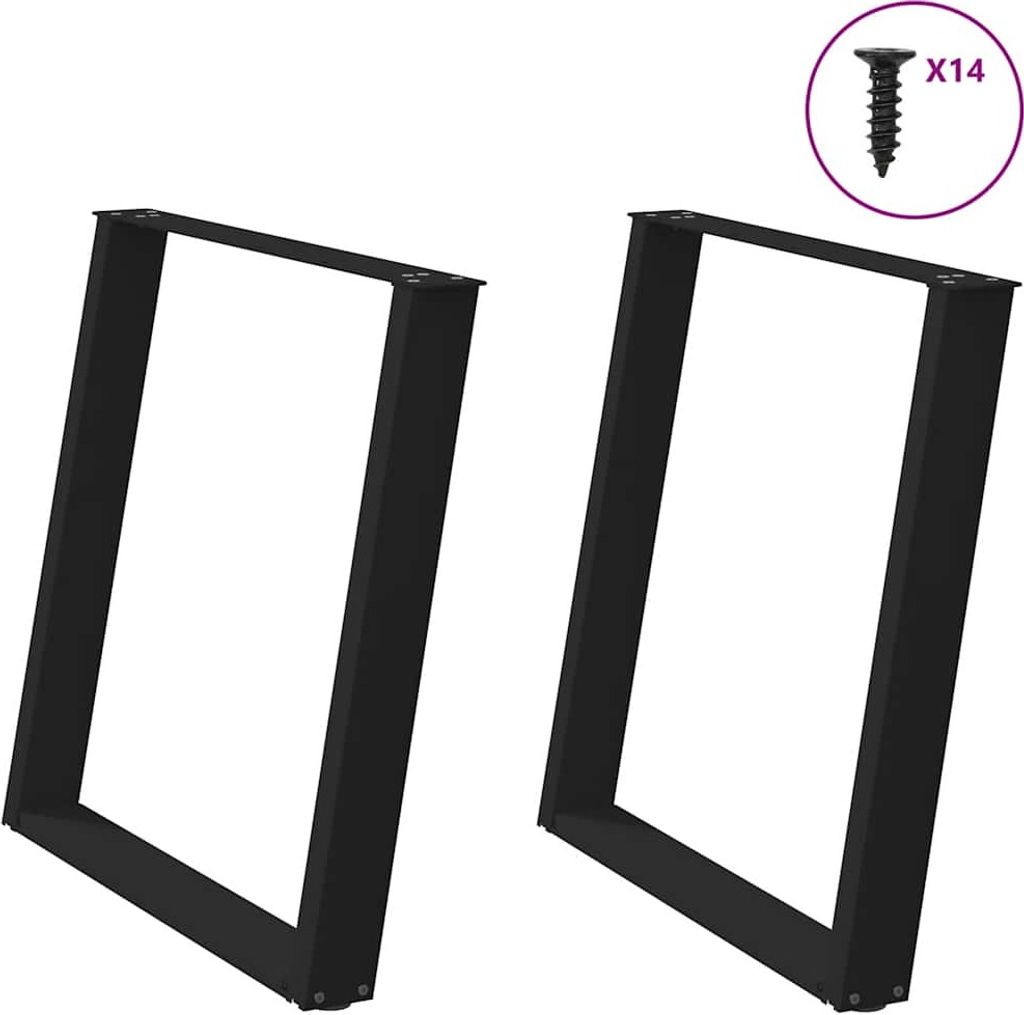Esstischbeine U-Form 2 Stk. Schwarz 70x(72-73) cm Stahl