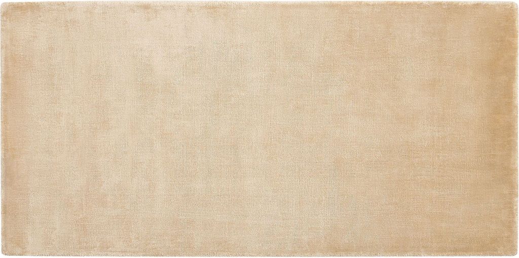 BELIANI Teppich Sandbeige Viskose 80 x 150 cm Kurzflor Rechteckig mit Baumwoll-Unterseite Modern Industrial Einfarbig Handgewebt Wohnzimmer Schlafz...