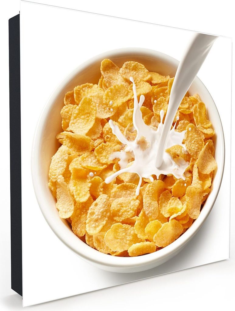 Nachbildung-Schlüsselkasten, Magnetpinnwand und Memoboard mit Glasfront Motiv Müsli mit Milch