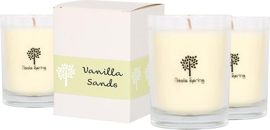 Nicola Spring Duftkerzen aus Sojawachs – 160 g – Vanillesand – 3er-Pack