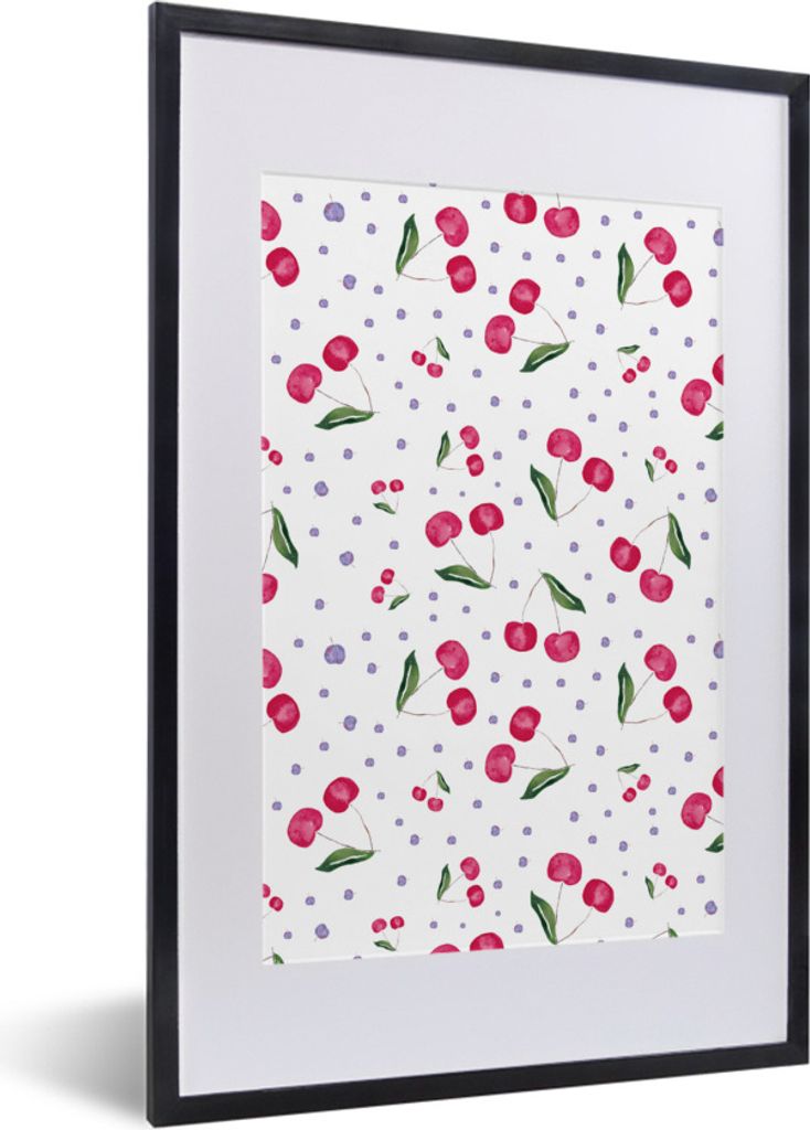 MuchoWow® Gerahmtes Poster Kirschen - Rote Früchte - Muster Produktbild 