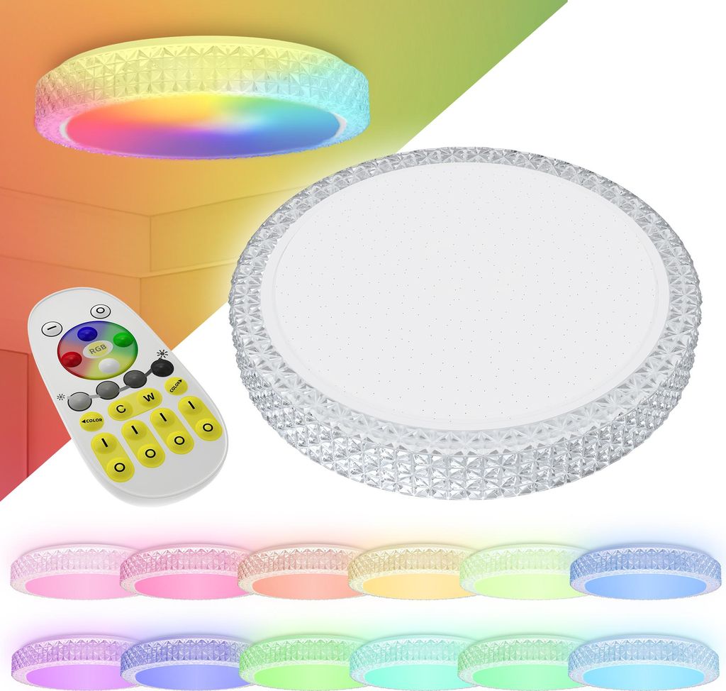 XINZI 48W RGB Kristall-LED-Deckenleuchte - Dimmbar mit Produktbild 
