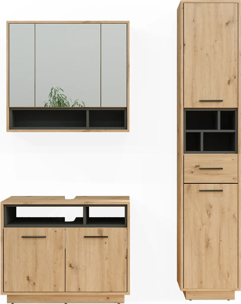 Meuble de salle de bain complet Vicco Beatrice 3 éléments en bois clair