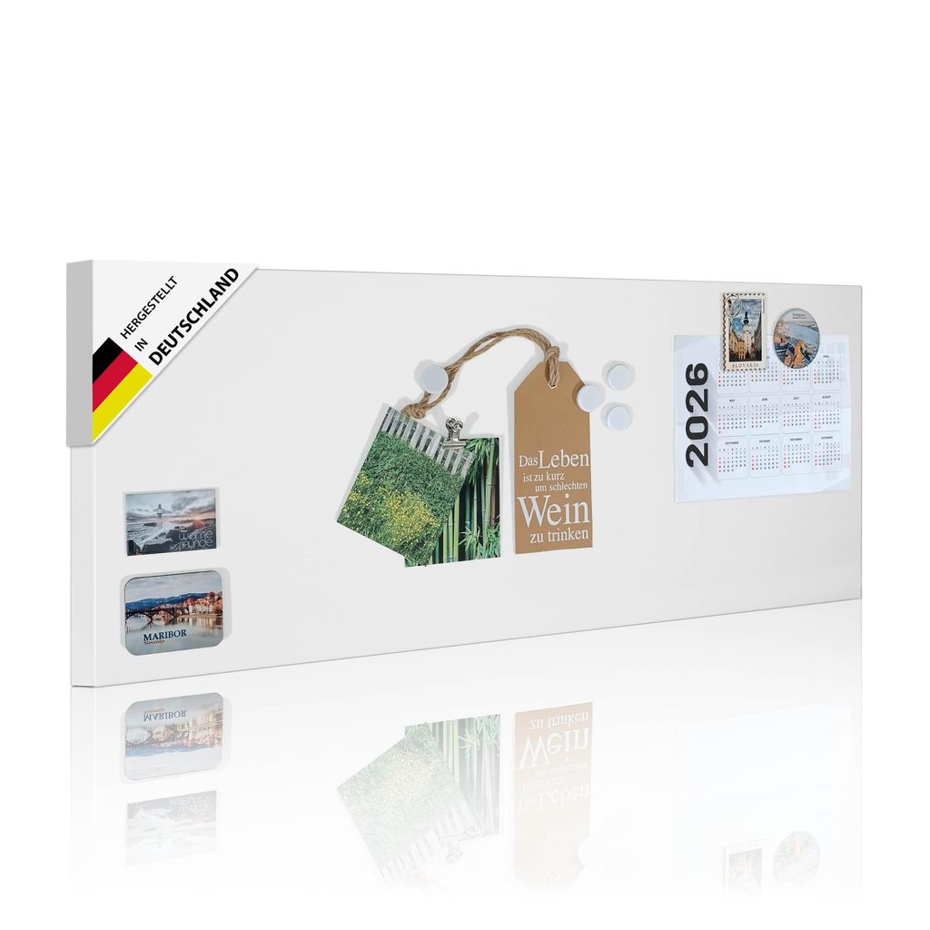 banjado Magnettafel weiß 75x30cm groß Magnetwand aus Metall Produktbild 
