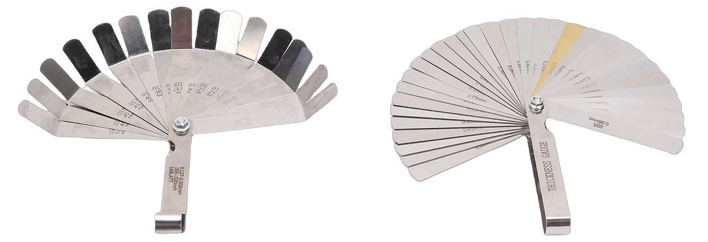 Fühlerlehren-Set aus Edelstahl, 32 und 16 Klingen, metrische und imperiale Maße, Spaltbreiten- und Dickenmessung