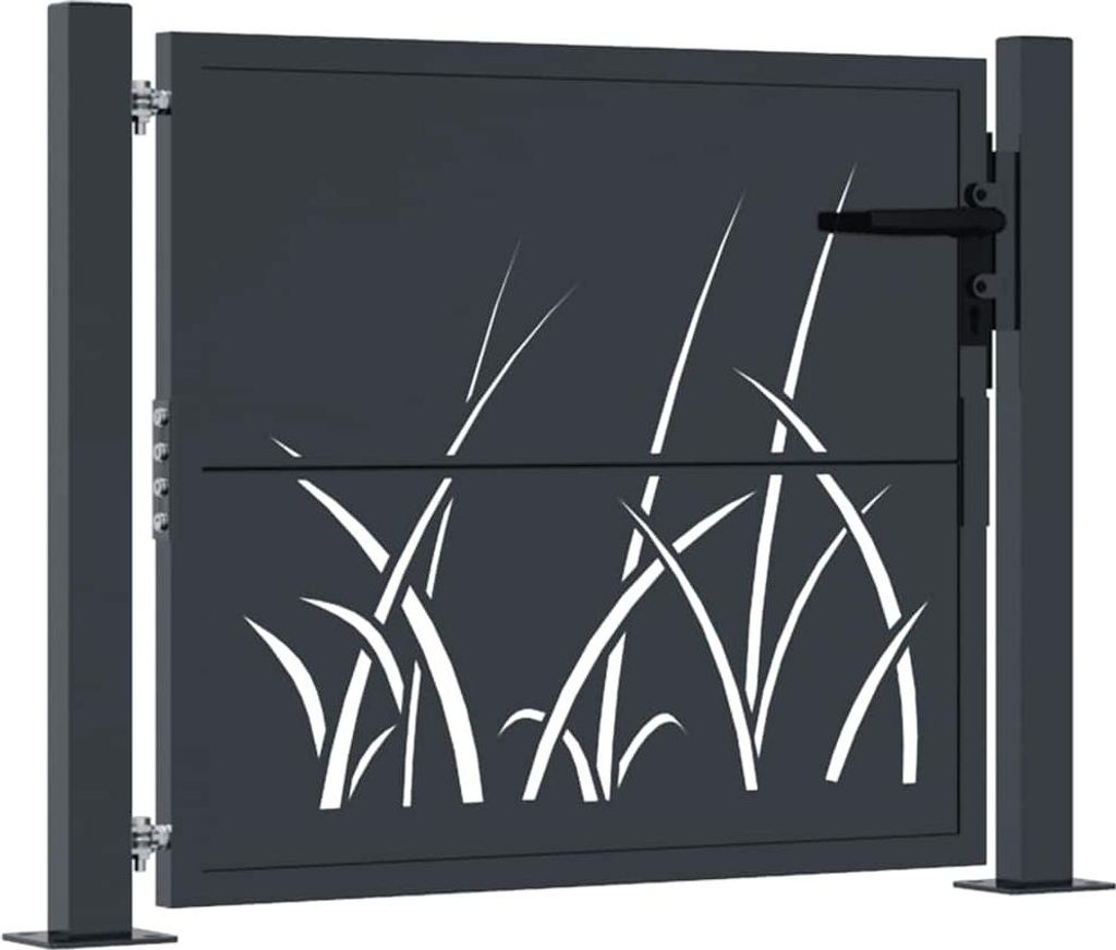 vidaXL Gartentor Anthrazit 100x75 cm Stahl Gras-Design Produktbild 