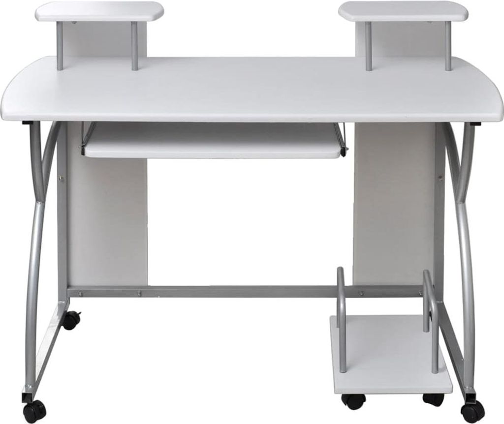 vidaXL Počítačový stôl biely 110x52x88,5 cm odvodený Obrázok produktu 