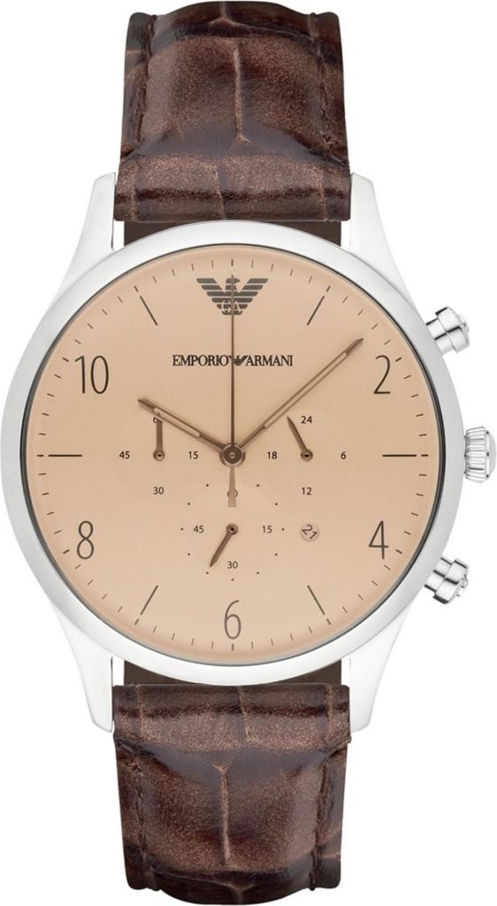 Emporio Armani AR1878 Herren-Armbanduhr, Edelstahl-Gehäuse, Leder-Armband