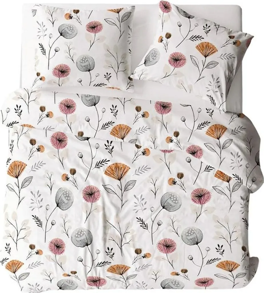 Parure de lit en coton 160x200 cm avec housse et taies d'oreiller