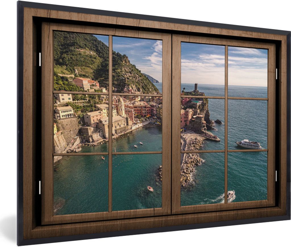 MuchoWow MuchoWow Gerahmtes Poster Durchsichtig - Fenster - Insel 30x20 cm - Poster mit zchwarzem Bilderrahmen - Kunstdruck - Bild-Poster