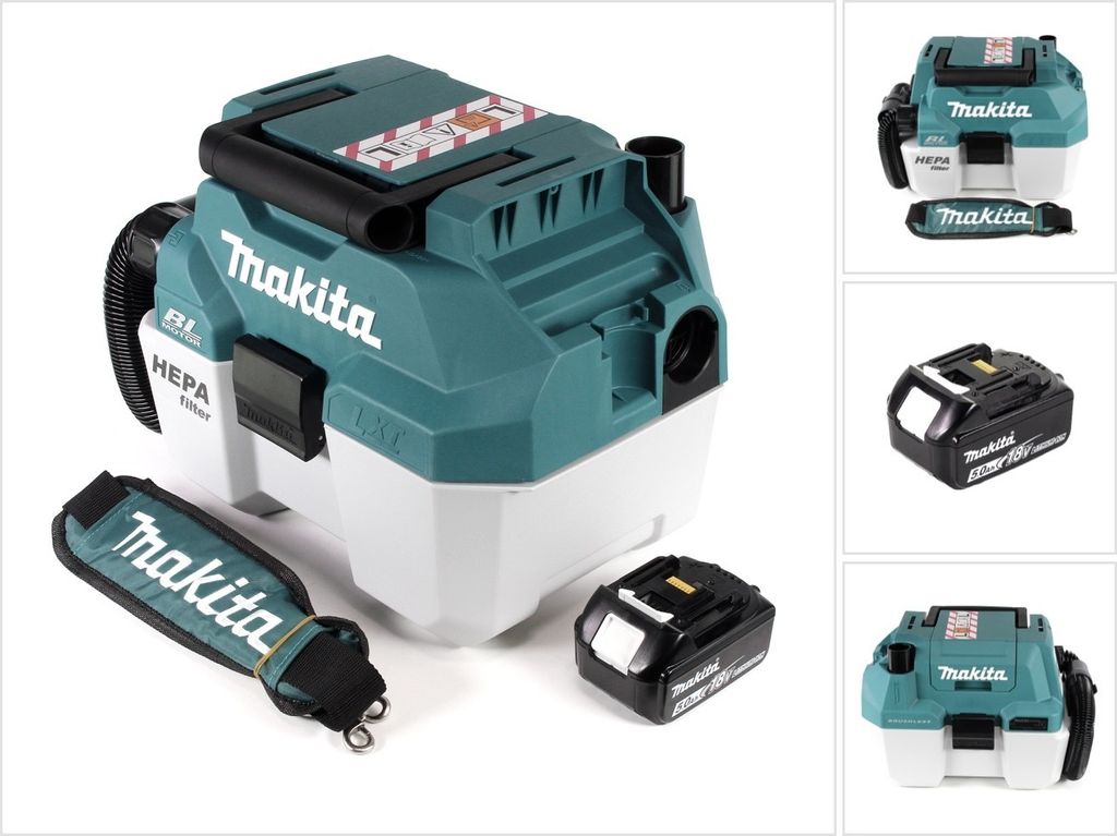 Makita DVC 750 LT1X3 Akku Staubsauger Nass und Trockensauger 18 V tragbar + 1x 5,0 Ah Akku - ohne Zubehör, ohne Ladegerät