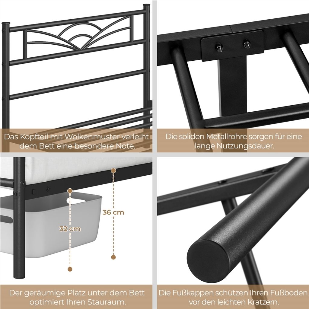 Yaheetech Metallbett Bettgestell Bettrahmen, Wolkenmuster Produktbild 6