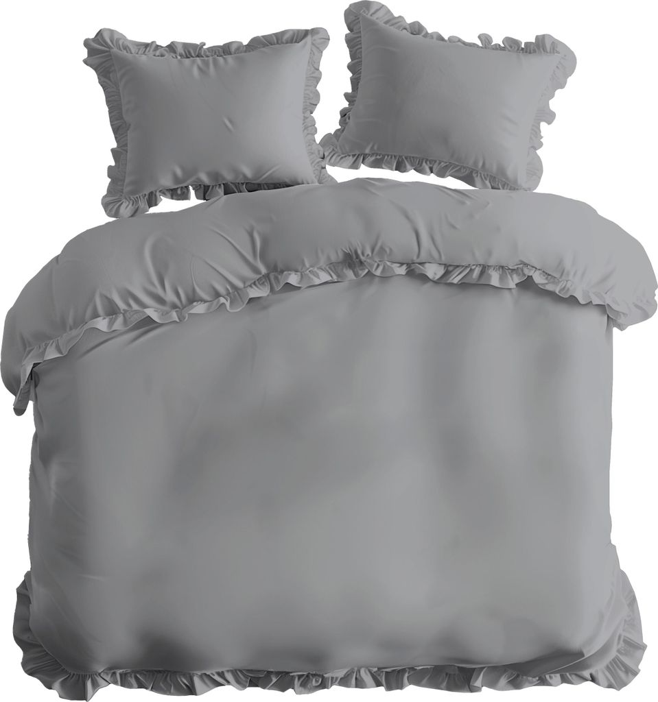 Deco4Home Bettwäsche mit Rüschen | 220x200 | Hellgrau Produktbild 