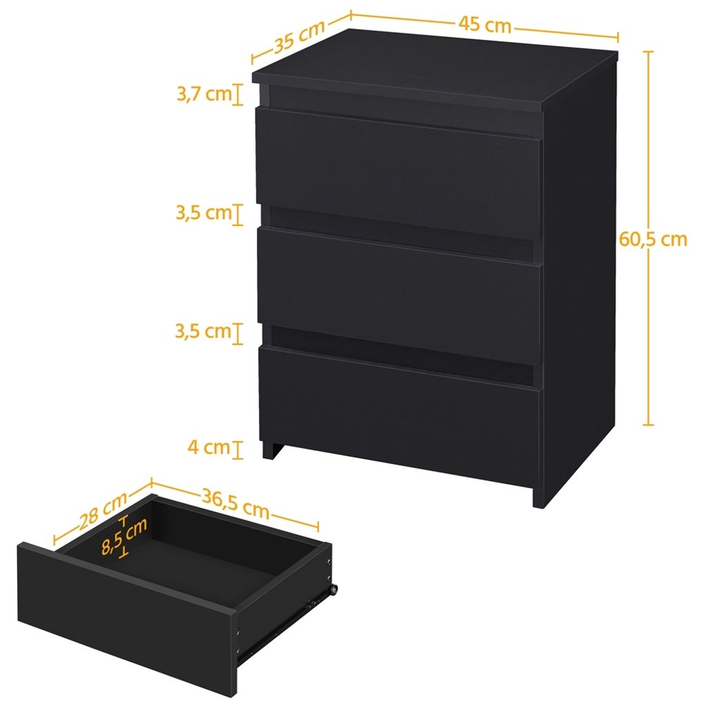Yaheetech Schlichter Nachttisch Beistelltisch 59 cm hoch, 3 Produktbild 3