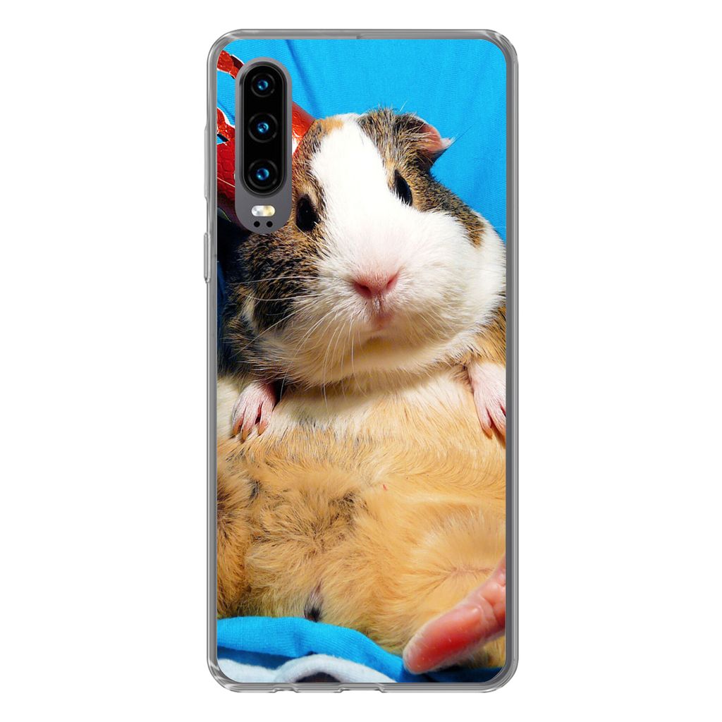 MuchoWow Handyhülle Schutzhülle Hülle für Huawei P30 Meerschweinchen - Lustig - Krone - Kinder - Jungen - Mädchen - Kind Silikon Softcase Ha...