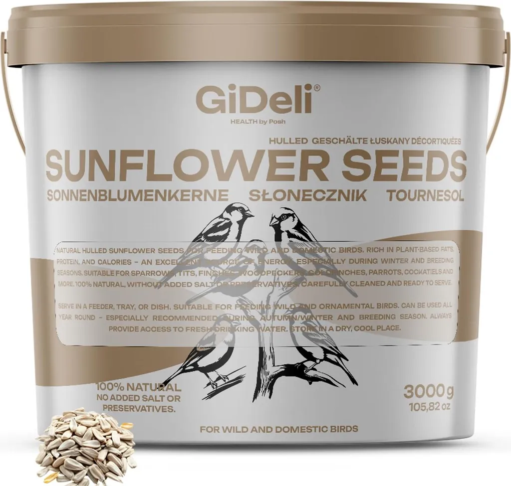Semi di Girasole 3kg GiDeli Sgusciati - Mangime Invernale Uccelli Selvatici