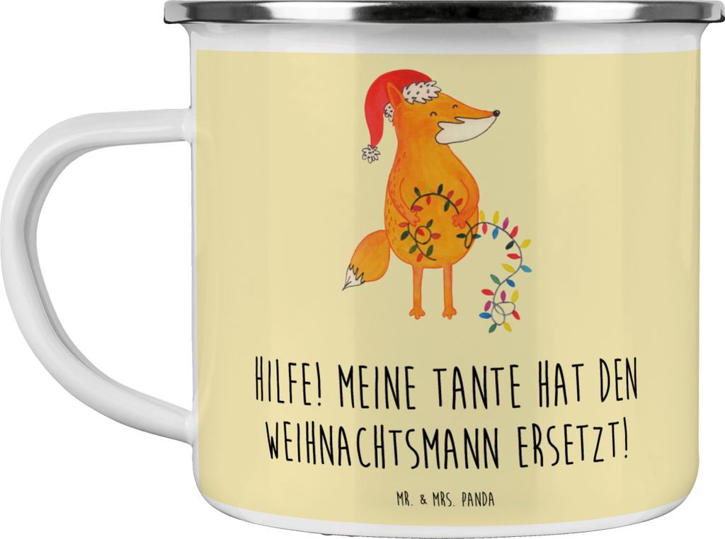 Mr. & Mrs. Panda Teetasse Tante Weihnachten - Gelb Pastell - Geschenk, Emaille Becher, Geschenke, Liebe, Haferl, Teebecher, Pott, Nichte, Tasse, f...
