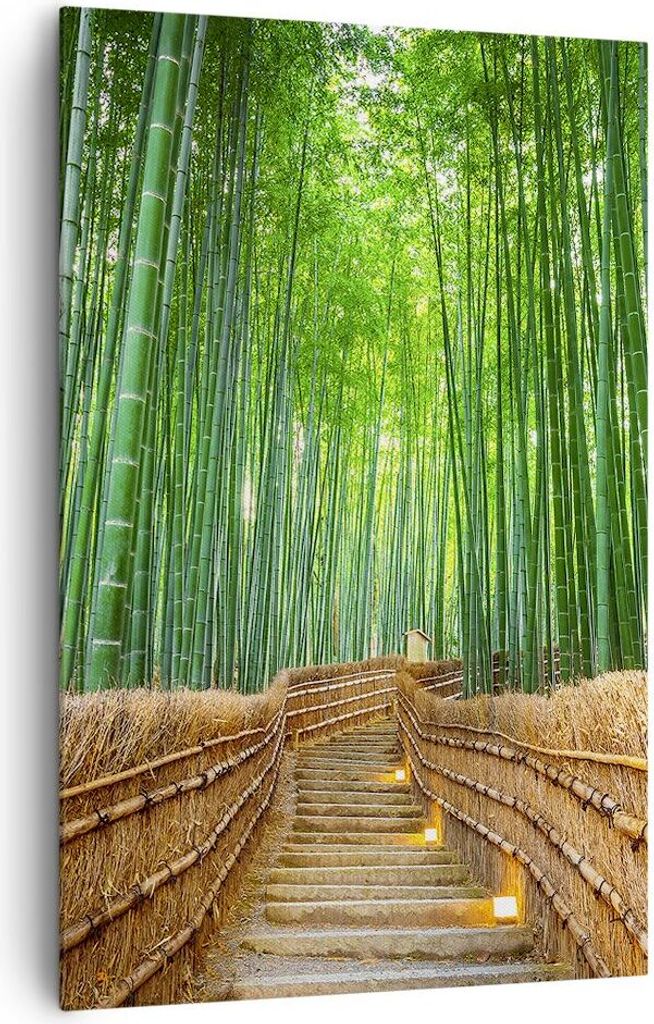 Bild auf Leinwand - Leinwandbild - Einteilig - Bambus Pflanze - 80x120cm - Wand Bild - Wanddeko - Wandbilder - Leinwanddruck - Kunstdruck - Wanddek...