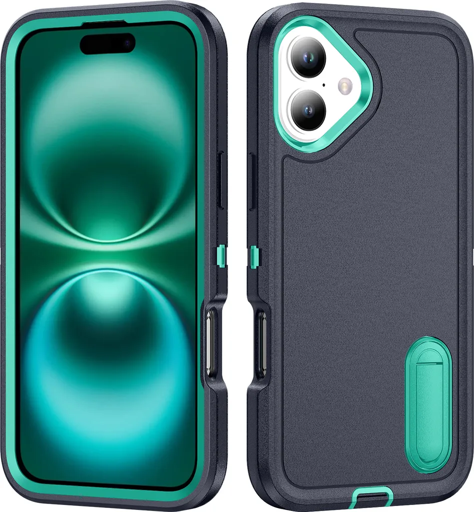 Custodia iPhone 16 Blu con Cavalletto | Protezione Antiurto per Famiglie
