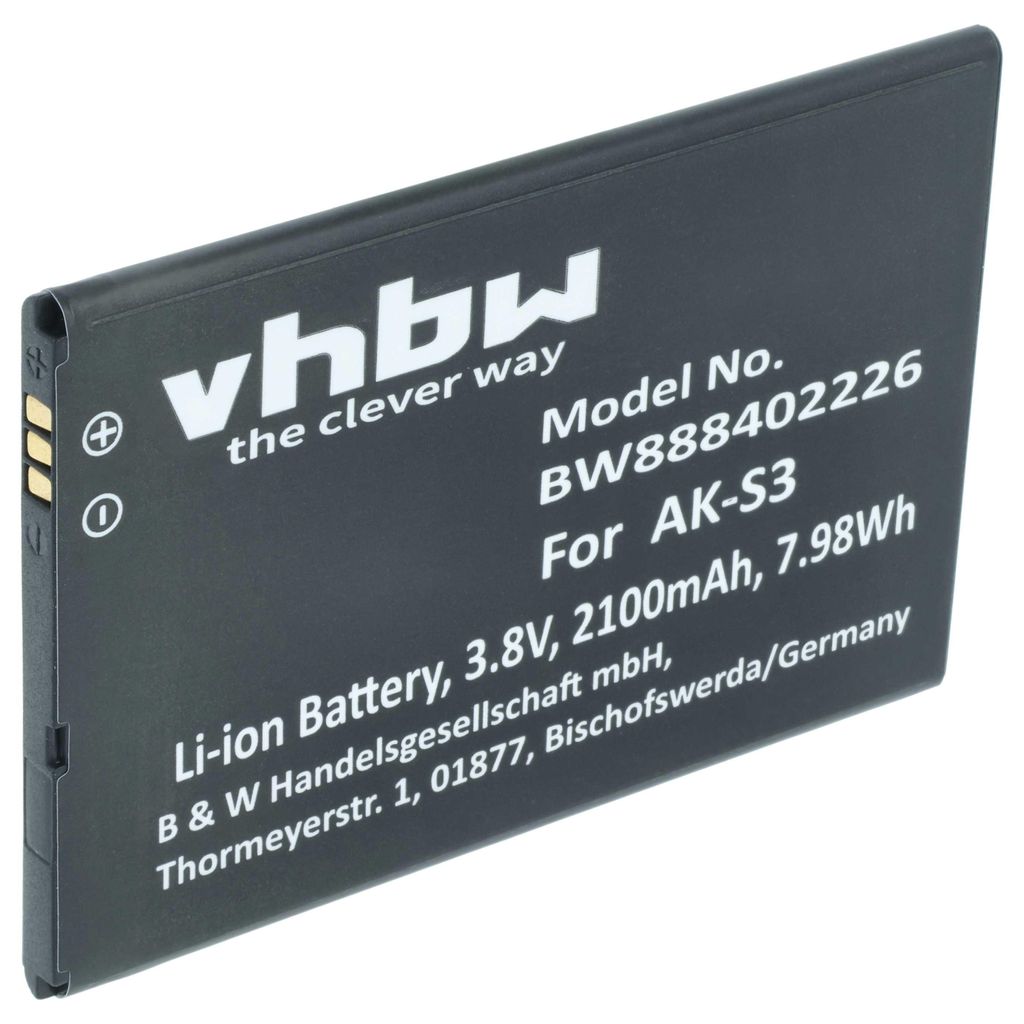 vhbw Akku Ersatz für Emporia AK-S3 für Handy Smartphone Senioren Telefon (2100 mAh, 3,8 V, Li-Polymer)