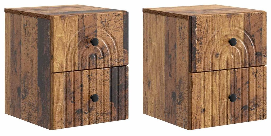 Maison Exclusive - Wandmontierter Nachttisch 2 pcs Altholz 33 x 34,5 x 40 cm