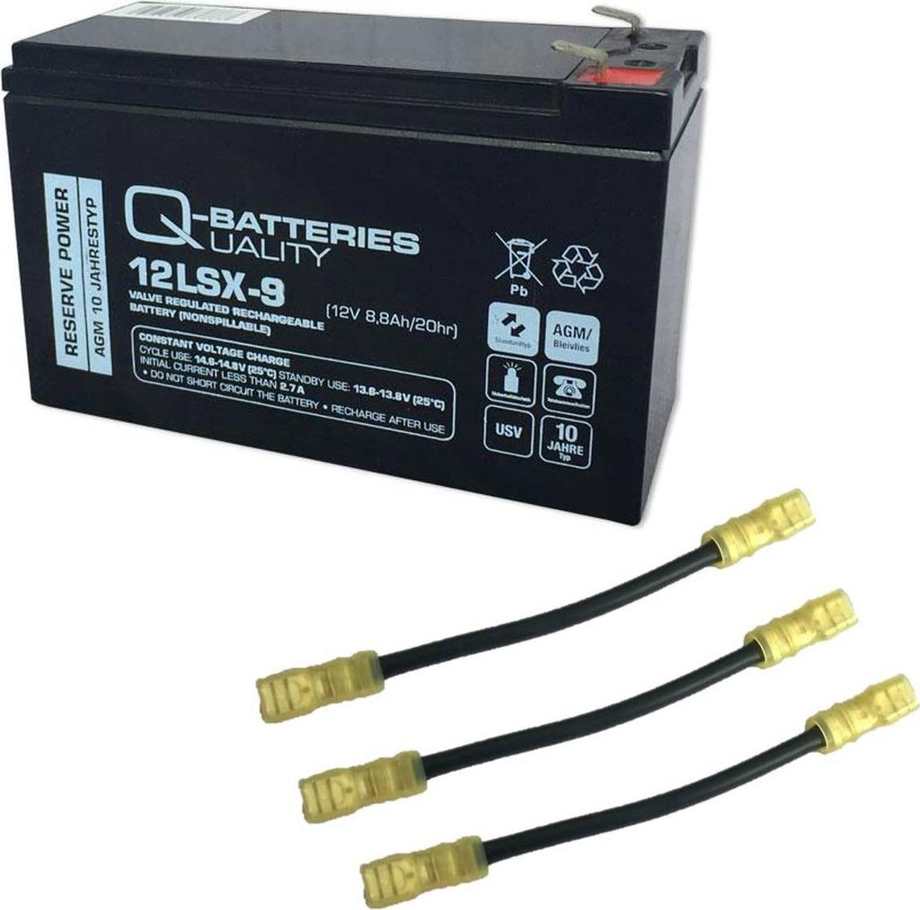 Q-Batteries 216V-Anlage 18 x 12LSX-9 für Sicherheitsbeleuchtung Inkl. Zubehör und Verbinder
