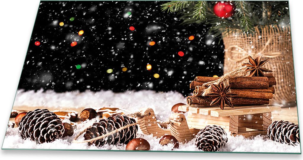 Herdabdeckplatte Glaskeramik Spritzschutz Glas Universal Deko 80x52 Weihnachten Bunt