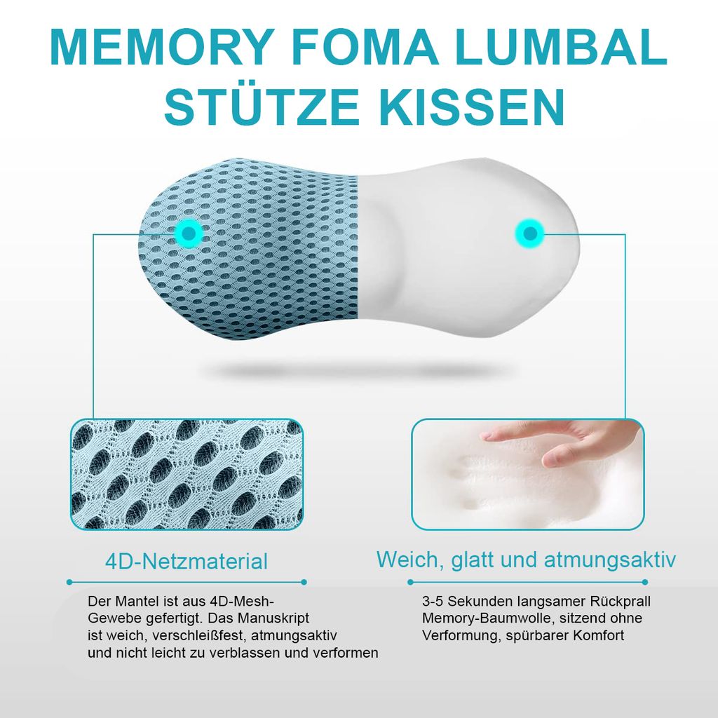 Lendenwirbelstützkissen Aus Memory-Schaum, Orthopädisches Design Mit PU