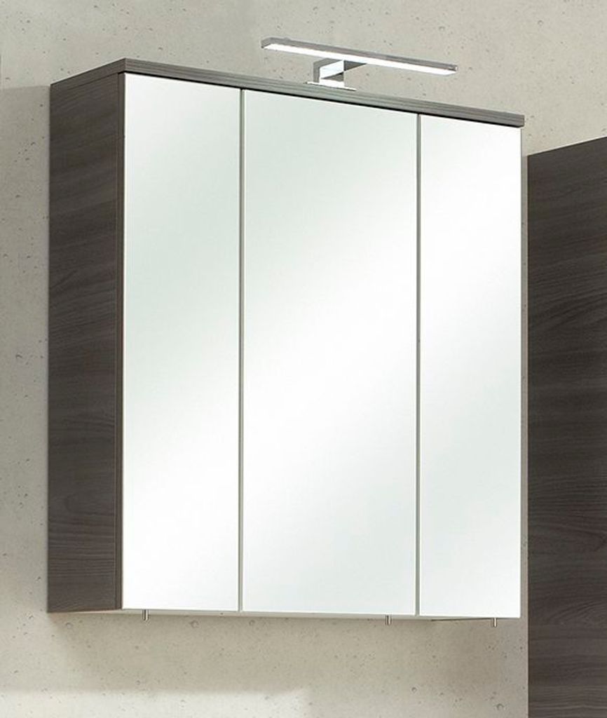 Badezimmer Spiegelschrank in Sangallo grau quer Gela IV 3-türig Soltau 65 x 72 cm Badschrank