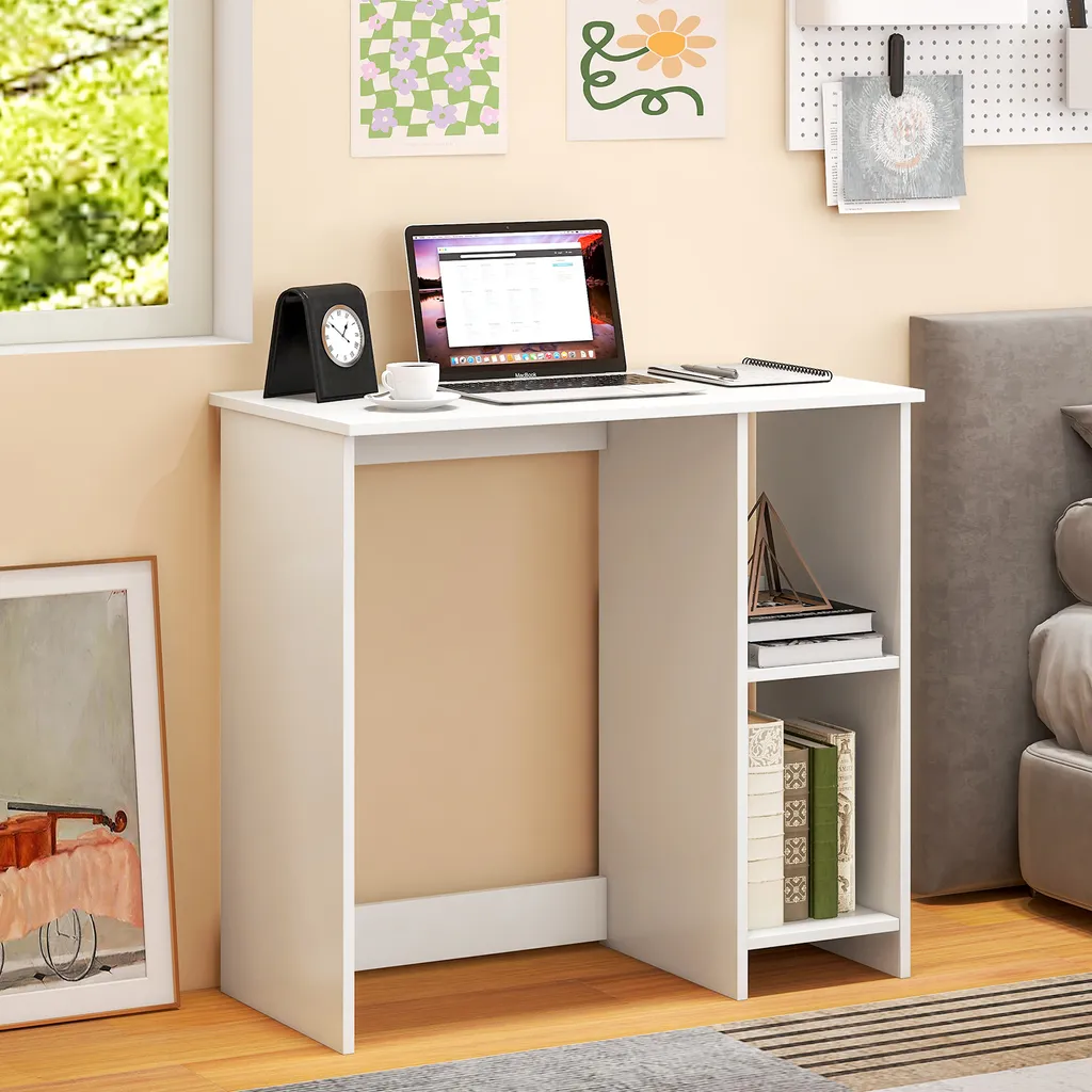 Table d'ordinateur compacte avec niches de rangement pour petit coin - 2