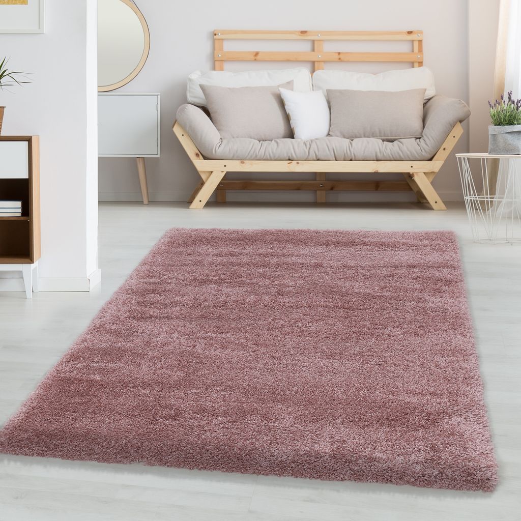 Weicher Hochflor-Teppich mit dichter Struktur - gemütliches Wohnaccessoire für moderne Räume, Größe: 80 x 250 cm, Farbe: Rosa