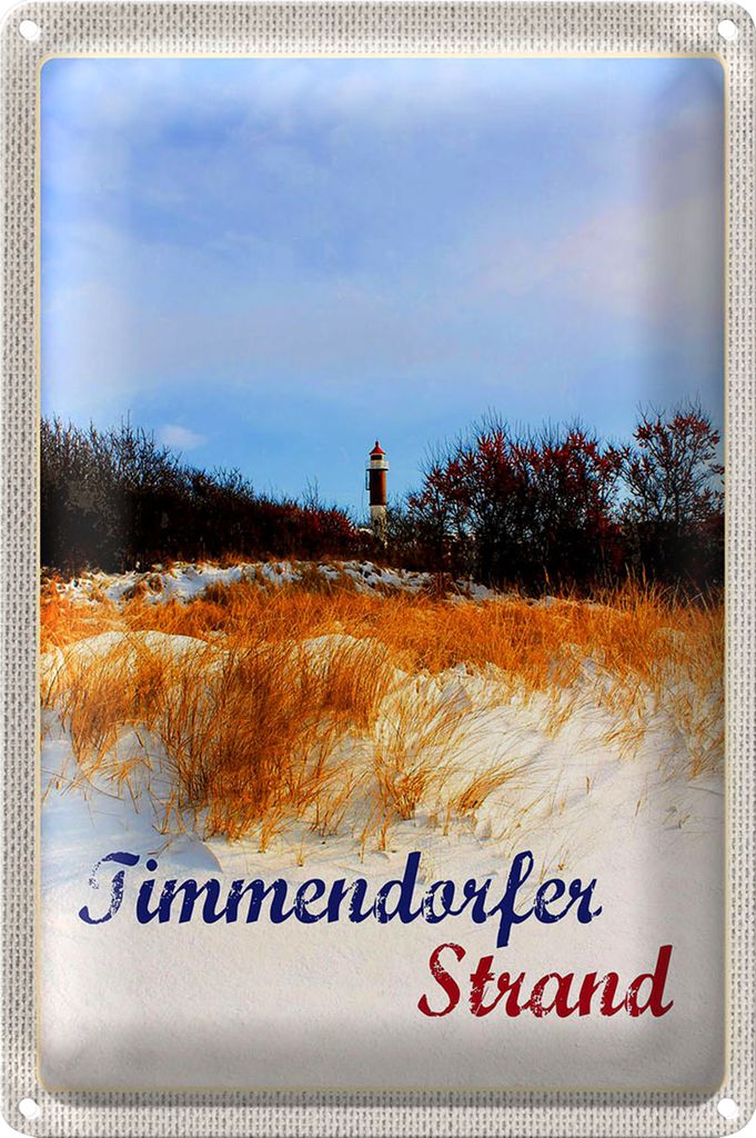 Blechschild Reise 40x30cm Timmendorfer Strand Leuchtturm rot