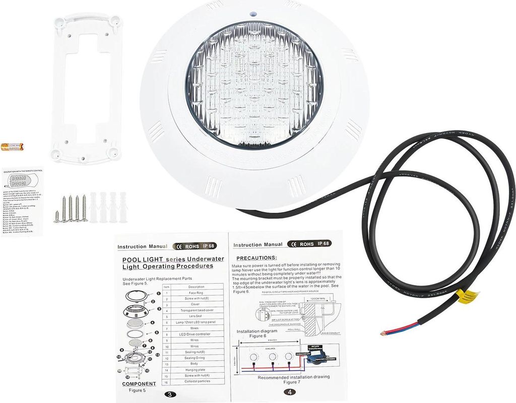 Poolbeleuchtung - Unterwasser LED Poollampe - 36 W - RGB Farbwechsel - 460 LEDs - 2500 lm - AC 12 V - Fernbedienung