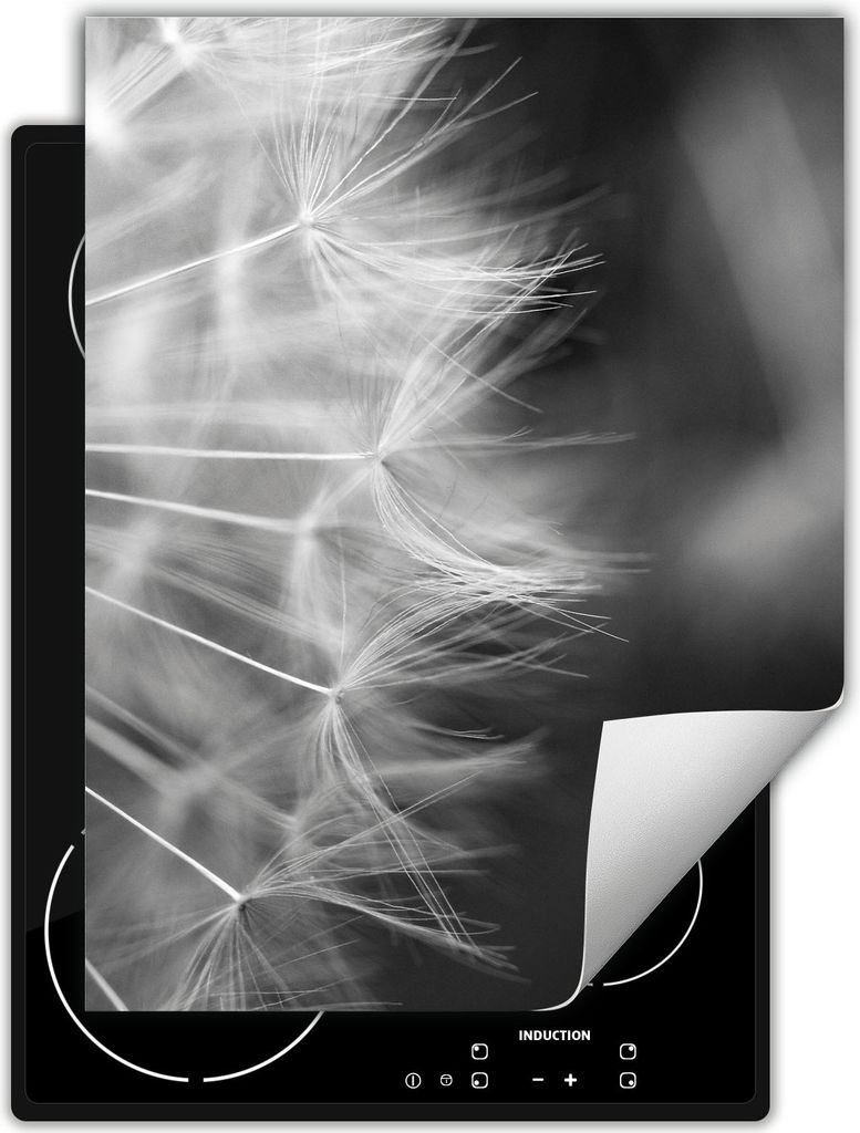 DarHaus Herdabdeckplatte Einteilig Küche Abdeckplatte für Glaskeramikfeld Abdeckung Induktionskochfeld Aufrollbare Matte 40x52 cm, grau - Blumen