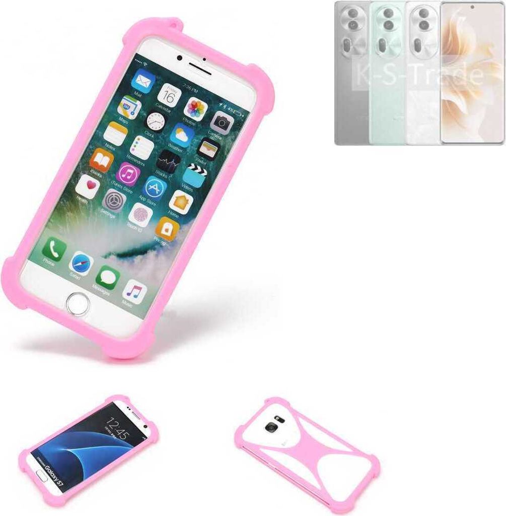K-S-Trade Handy Hülle kompatibel mit Oppo Reno11 Pro Global Schutz Hülle Bumper Silikon Schutz Hülle Cover Case Silikoncase Silikonbumper TPU