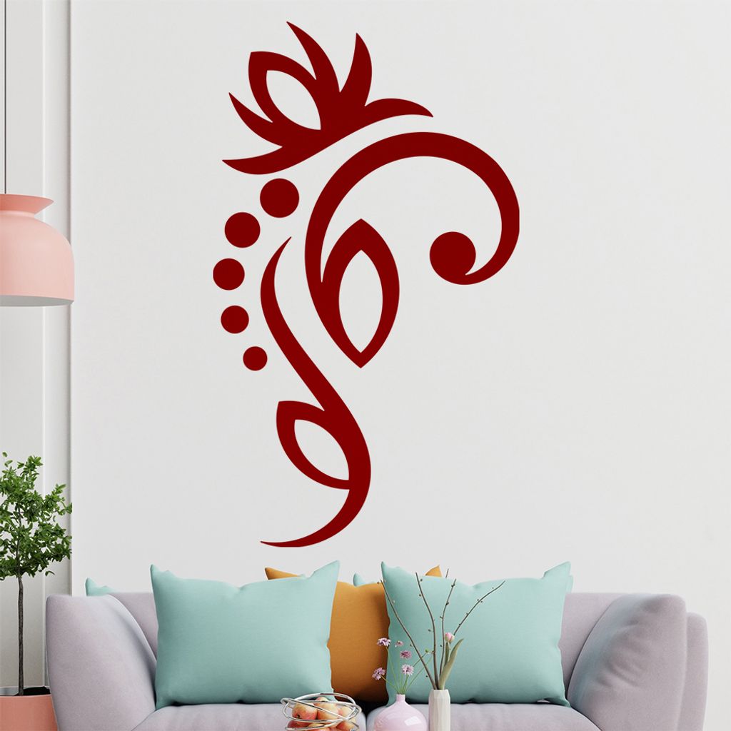 Blume - Linien Punkte Wandtattoo in 6 Größen - Wandaufkleber Wall Sticker - Dekoration, Küche, Wohnzimmer, Schlafzimmer, Badezimmer