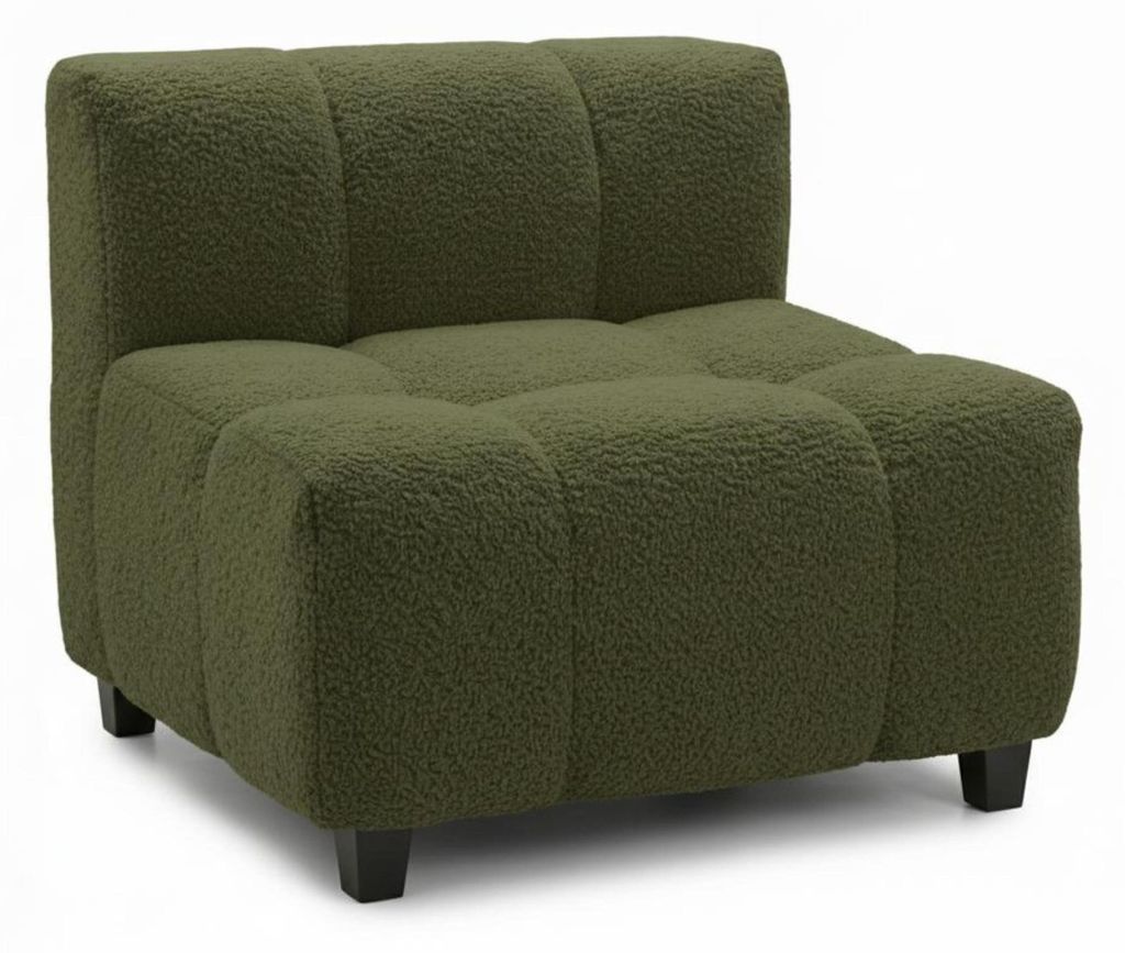 Modulsofa Sessel VENO Bouclé Grün - Moderner Teddy-Stoff Einzelsessel - Lounge Sessel Modular Erweiterbar - Bequemer Cocktailsessel für Wohnzimmer