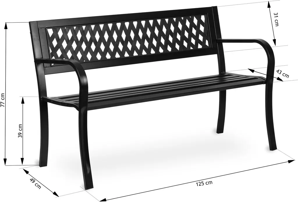 Banc extérieur robuste Clover 125 cm - Assise ergonomique et design