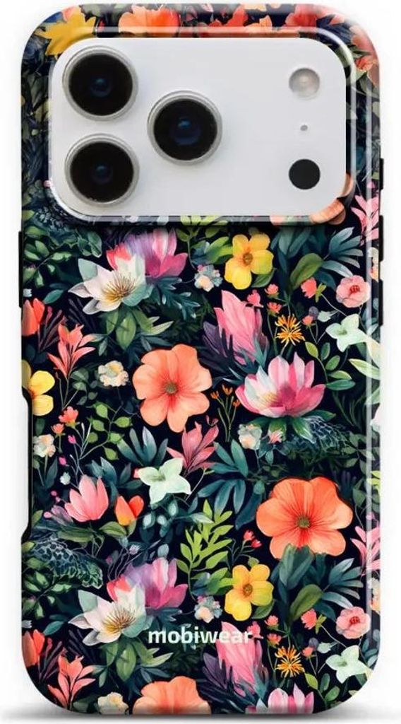Handyhülle für iPhone 17 Pro, Mobiwear Elite Pro, Bunt-Blumig